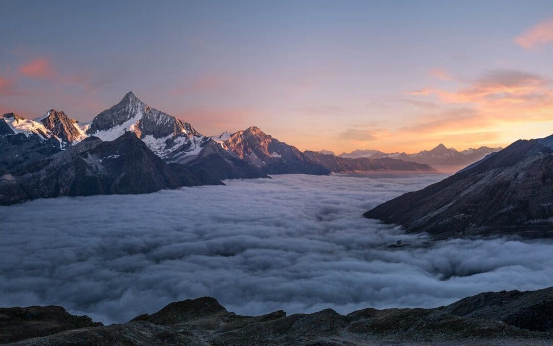 aerial photo of foggy mountains