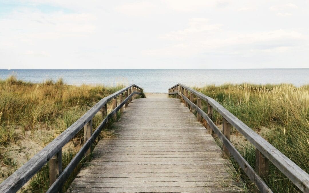 photo of gray wooden bridge